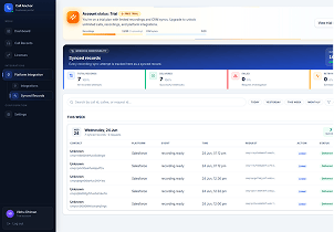 Call log synced on the 360 CallAnchor dashboard