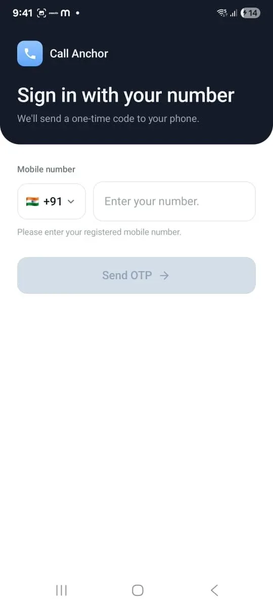 Sign in with your number.