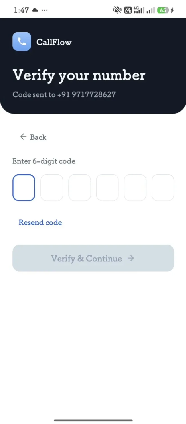 OTP verification screen.