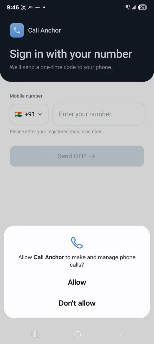 Allow Call Anchor to make and manage phone calls.