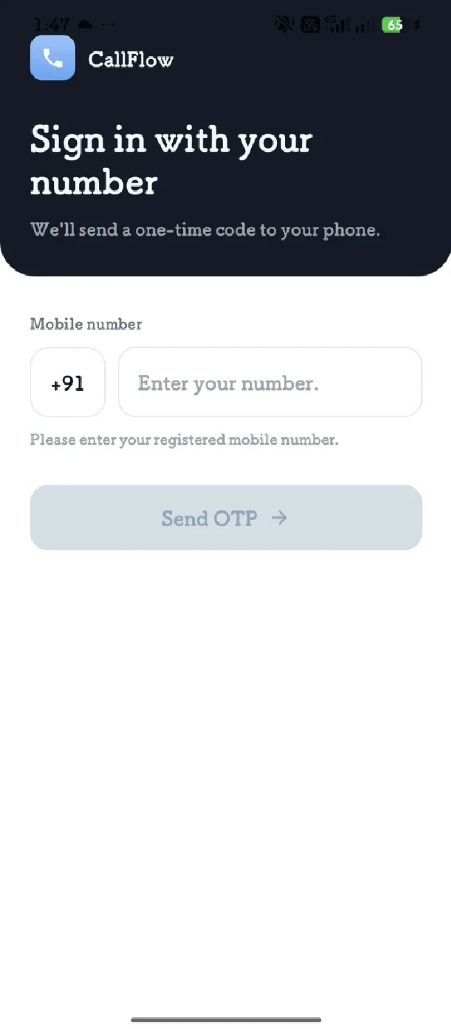Sign in with your mobile number.