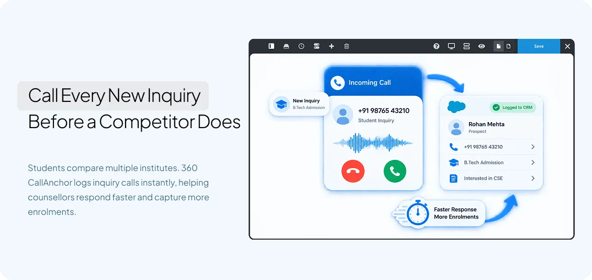 Convert New Inquiries Fast — turn every call into a CRM lead, helping agents follow up fast and prevent lead leakage