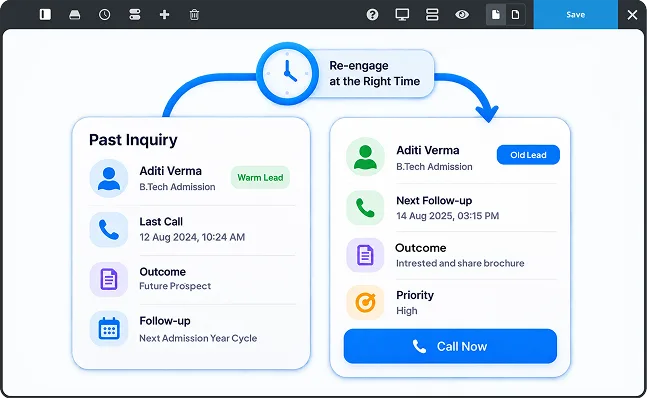 Re-Engage Leads Before They Sign Elsewhere — follow up with inactive leads and bring them back with a fresh site visit opportunity